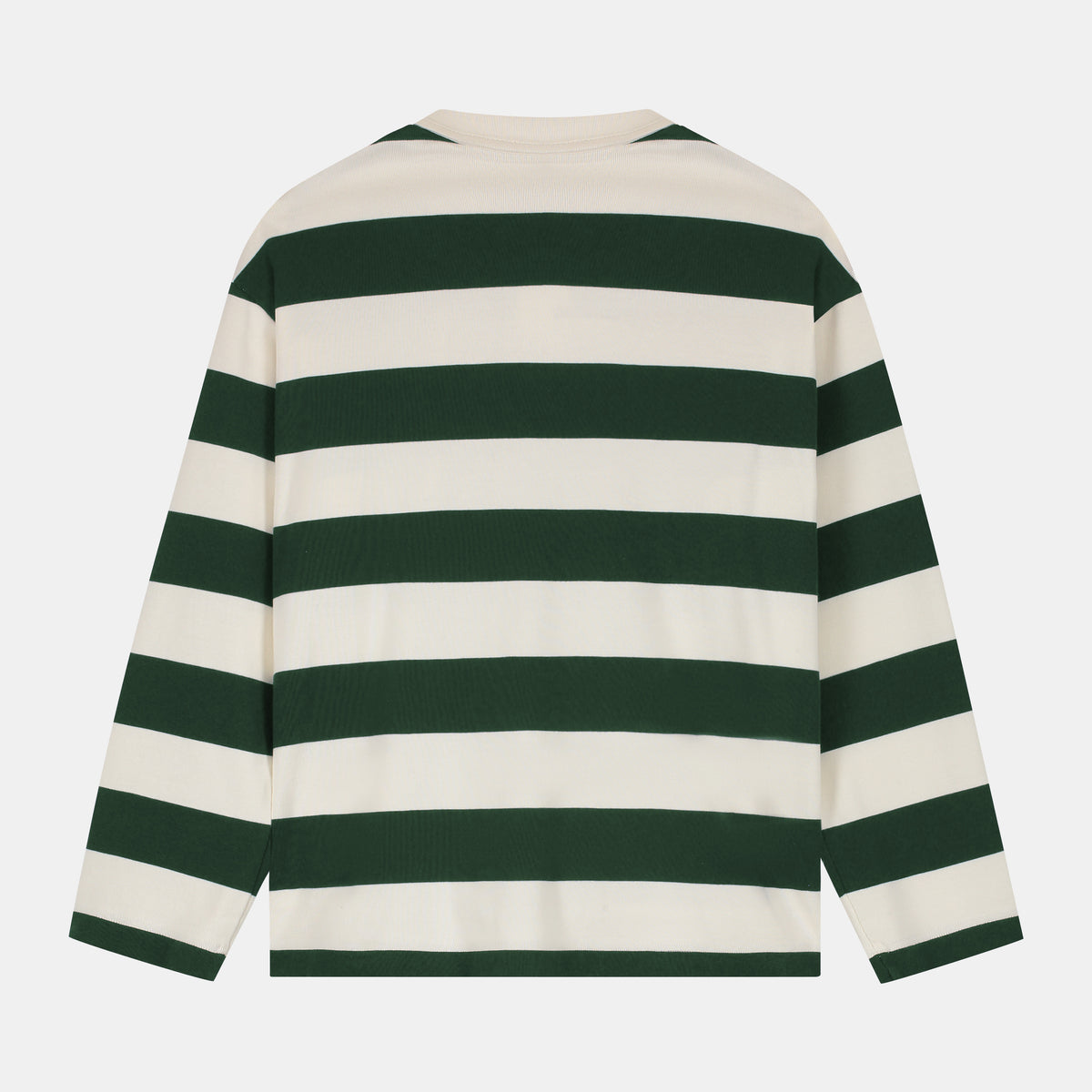 Striped LS Polo - Forest Green/OW