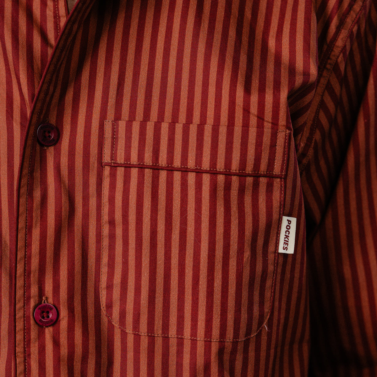 Striped Pyjama Shirt - Red/Orange